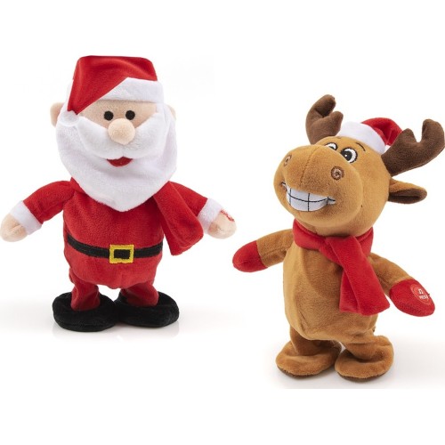 Christakopoulos Χριστουγεννιάτικος Τάρανδος And Άγιος Βασίλης Με Στρουμφο-Κάλαντα και Κίνηση 19Εκ. 8184 5212007583874