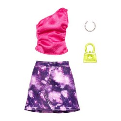 Mattel Barbie Βραδινά Σύνολα Print Μωβ Τζιν Φούστα & Μωβ Μπλούζα GWD96 / HJT19 194735093878