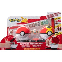 Jazwares Pokemon Game Pokemon Surprise Attack Game Rowlet With Repeat Ball Vs. Rockr JW002474 191726426363