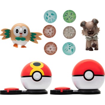 Jazwares Pokemon Game Pokemon Surprise Attack Game Rowlet With Repeat Ball Vs. Rockr JW002474 191726426363