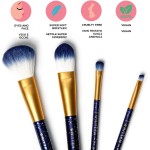 Legami Set Of 4 Makeup Brushes, Oh My Glow!Stars Theme, Includes Powder Brush, Foundation Brush, Eyeshadow Brush MUBS0001 805411