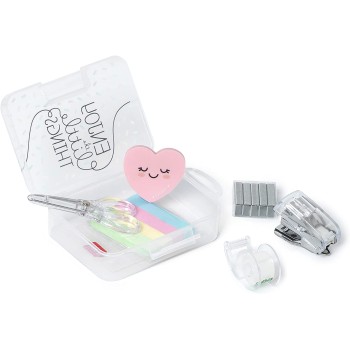 Legami Mini Chancellery Sets, 6 Accessories In Mini Format: Scissors, Rubber, Signpagine, Adhesive Tape With Dispenser And Pen S