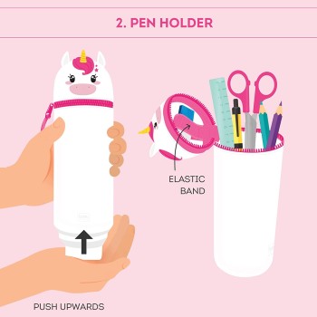 Legami Case 2 In 1 In Soft Silicone, Kawaii, Table Carpene, Zipper Closure, 6.3 Cm, Unicorn Theme KA0005 8053610781793