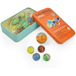 Legami - Glass Marbles, Glass Marbles, Contains 20 Marbles And 1 Biglione, Vintage Memories, To Be Used On Each Surface, Ticket 