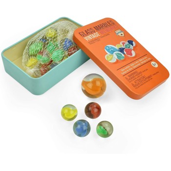 Legami - Glass Marbles, Glass Marbles, Contains 20 Marbles And 1 Biglione, Vintage Memories, To Be Used On Each Surface, Ticket 