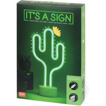 Legami Neon Effect LED Lamp, Its A Sign, H 23 Cm, Cactus Theme, Double Power Supply, USB Cable Included Or Batteries LL0001 8054