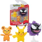 Jazwares Pokemon - Battle Figure 3-Pack - Teddiursa,Pikachu, Ghastly JW095155 191726399230
