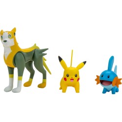 Jazwares Pokemon 3 Pack-Features 2 Mudkip, Pikachu And 3-Inch Boltund Battle JW095155 191726425892