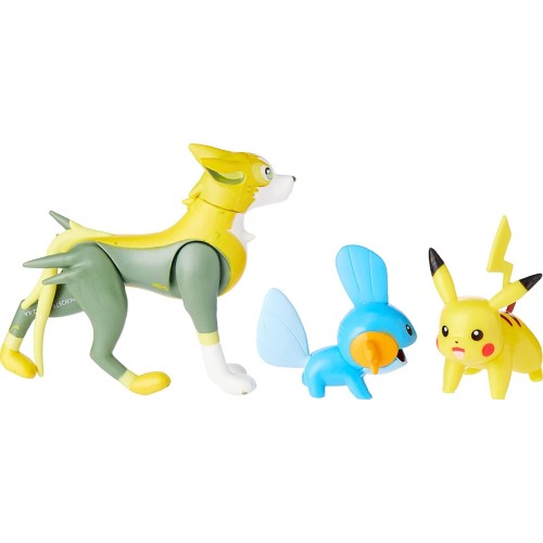 Jazwares Pokemon 3 Pack-Features 2 Mudkip, Pikachu And 3-Inch Boltund Battle JW095155 191726425892