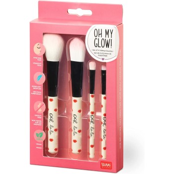 Legami set of 4 Makeup Brushes, Oh My Glow!lips Theme, Includes Powder Brush, Foundation Brush MUBS0003 8054117621681
