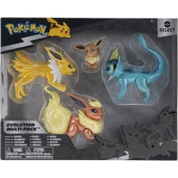 Jazwares Pokemon 4Eevee, Jolteon, Vaporeon, Flareon JW002837 191726451242