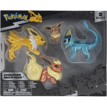 Jazwares Pokemon 4Eevee, Jolteon, Vaporeon, Flareon JW002837 191726451242