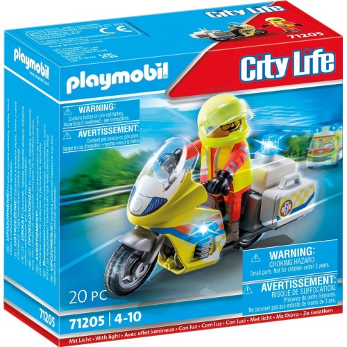 Playmobil City Life Rescue Motorcycle With Flashing Light 71205 4008789712059