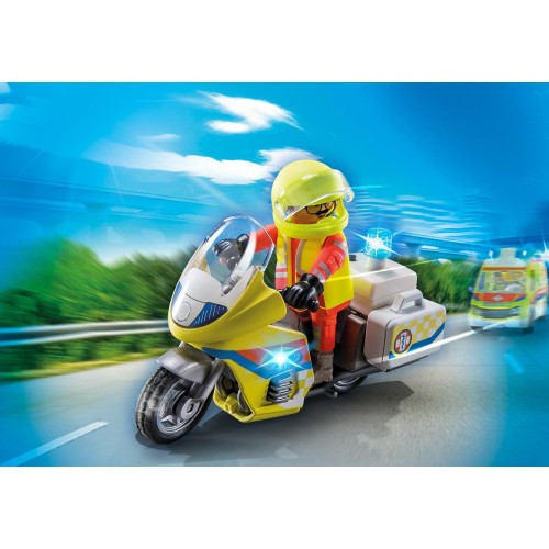 Playmobil City Life Rescue Motorcycle With Flashing Light 71205 4008789712059