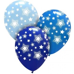 maskarata Balloons Blue Stars 6PCS. 30cm diameter with perimeter print Μ0780-Α 5200304407801
