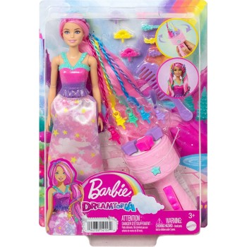 Mattel Barbie Πριγκίπισσα Ονειρικά Μαλλιά Fantasy Hair With Braid And Twist Styling, Rainbow Extensions HNJ06 194735141579