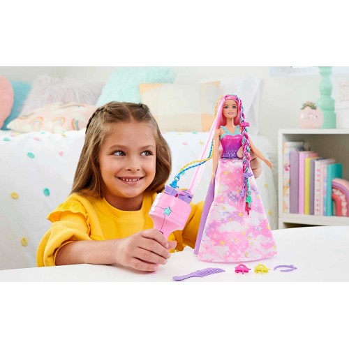 Mattel Barbie Πριγκίπισσα Ονειρικά Μαλλιά Fantasy Hair With Braid And Twist Styling, Rainbow Extensions HNJ06 194735141579