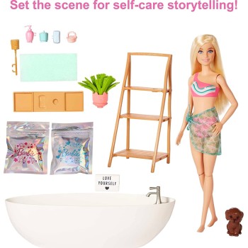 Mattel Barbie Doll And Bathtub Playset With Puppy, Kids Toys, Blonde, Colorful HKT92 194735108220