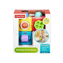 Mattel Stacking Action Blocks, Baby Activity Toy Blocks With Peek-A-Boo DHW15 887961219449