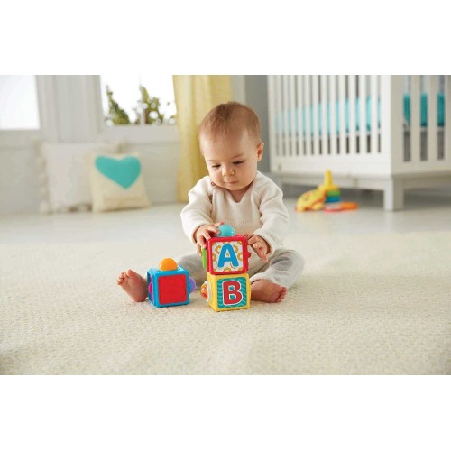 Mattel Stacking Action Blocks, Baby Activity Toy Blocks With Peek-A-Boo DHW15 887961219449