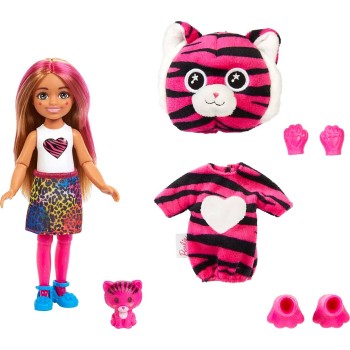 Mattel Barbie Small Dolls And Accessories, Cutie Reveal Chelsea Doll With Tiger HKR15 194735106745