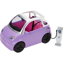 Mattel Barbie Car, Kids Toys, Electric Vehicle With Charging Station And Plug HJV36 194735095087