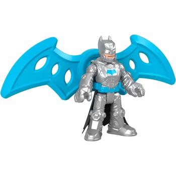 Mattel Imaginext DC Super Friends, Batman Toys, 12-inch Robot Toy With Lights Sounds and Insider Figure, Defender Grey HMK87 / H