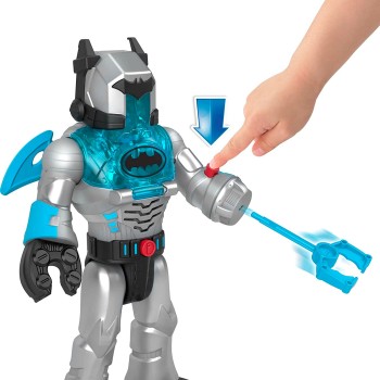 Mattel Imaginext DC Super Friends, Batman Toys, 12-inch Robot Toy With Lights Sounds and Insider Figure, Defender Grey HMK87 / H