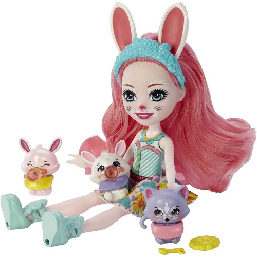 Mattel Enchantimals Baby Best Friends game sets, small doll, girlfriend figure, 3 animal babies and accessori HLK83 / HLK85 1947
