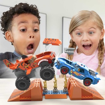 MEGA hot wheels n crash tiger shark chomp coursmonster truck building set 245 pcs HKF88 194735102747