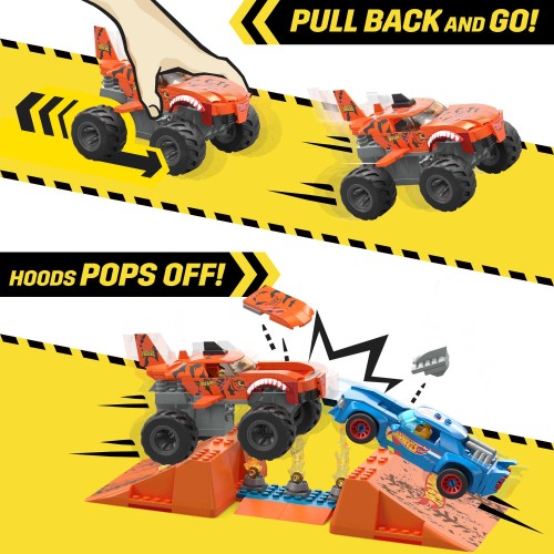 MEGA hot wheels n crash tiger shark chomp coursmonster truck building set 245 pcs HKF88 194735102747