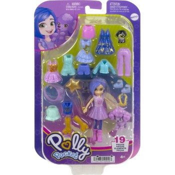 Mattel Polly Pocket Doll and 18 Accessories, Poodle Glitter Pack HKV88 / HKV93 194735109203