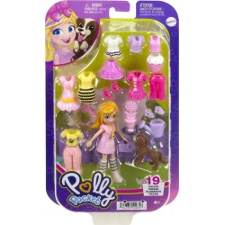 Mattel Polly Pocket Doll and 18 Accessories, Puppy Flower Pack HKV88 / HKV89 194735109357