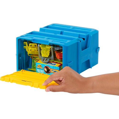 Mattel Hot Wheels Track Set With 1 Car, 12 Boosting Components, Stackable Toy Storage Box, Lightning-themed Builder HNN38 / HMC0