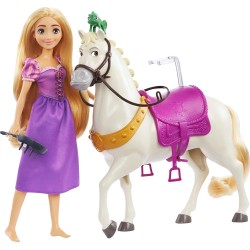 Mattel Disney Princess Toys, Rapunzel Doll With Maximus Horse, Pascal Figure HLW23 194735120468