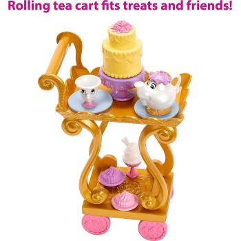Mattel Disney Princess Toys, Belle Doll With Shiny Clothing, Tea Cart, Friends HLW20 194735120475