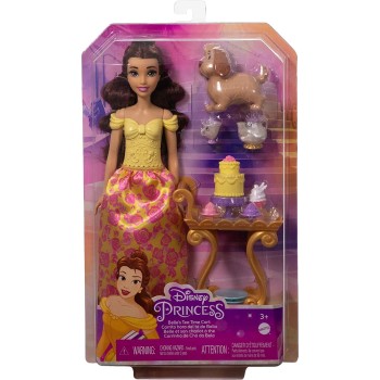 Mattel Disney Princess Toys, Belle Doll With Shiny Clothing, Tea Cart, Friends HLW20 194735120475