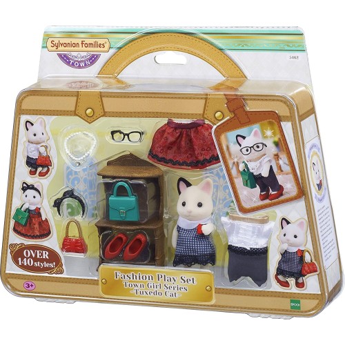 Epoch Sylvanian Families Fashion Playset Tuxedo Cat - Town Girl Series 5462 5054131054628