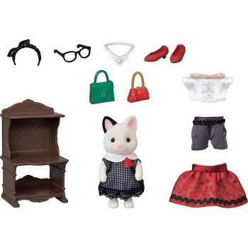Epoch Sylvanian Families Fashion Playset Tuxedo Cat - Town Girl Series 5462 5054131054628