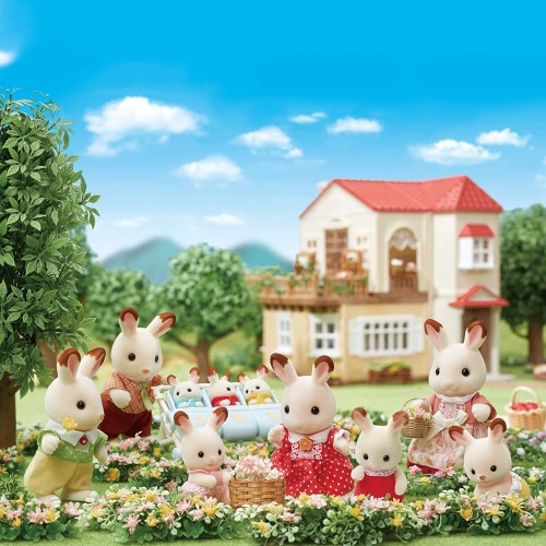 Epoch Sylvanian Families  Chocolate Rabbit Family - Dollhouse Playset, Multicolor 5655 5054131056554