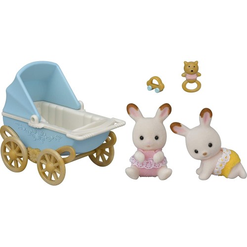 Epoch Sylvanian Families  Chocolate Rabbit Twins Set And Baby High Chair 5432 5054131054321