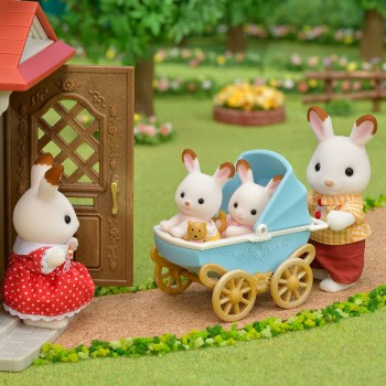 Epoch Sylvanian Families  Chocolate Rabbit Twins Set And Baby High Chair 5432 5054131054321