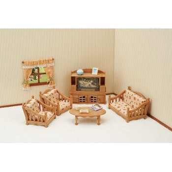 Epoch Comfy Living Room Set And Sylvanian Families - Semi-Double Bed 5339 5054131053393
