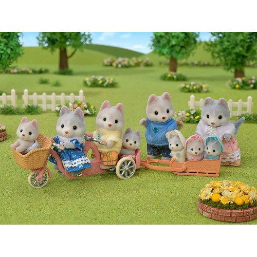 Epoch Sylvanian Families Tandem Cycling Set Husky Sister & Brother - Σετ Ποδήλατο Αδερφός Και Αδερφή Χάσκυ 5637 5054131056370