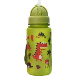 AlpinTec Water Canteen Kids 400Ml Dino With Straw Green C-400GN-DIN 4891327724238