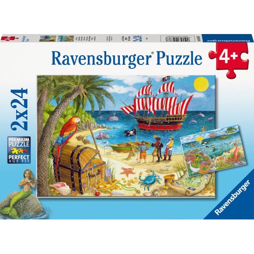 Ravensburger 2X24 Pcs Puzzle Pirates and Mermaids 05676 4005556056767