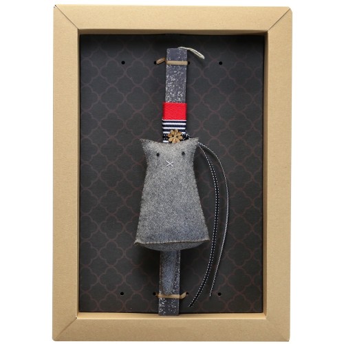 Χειροποίητα Είδη Easter Candle Felt standing grey cat-Gordon LA23036B 5212023247552