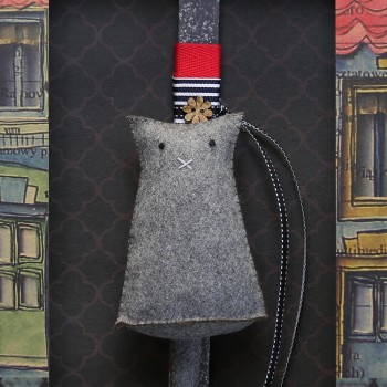 Χειροποίητα Είδη Easter Candle Felt standing grey cat-Gordon LA23036B 5212023247552