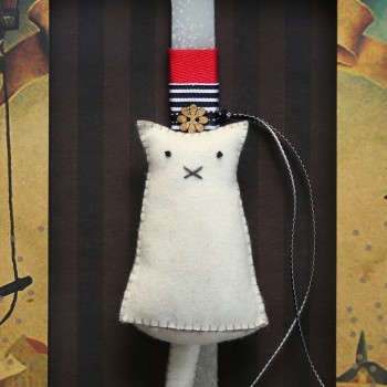Χειροποίητα Είδη Easter Candle Felt standing cream cat-Helena LA23036C 5212023247569