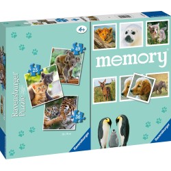 Ravensburger Memory + 3 Παζλ Ζωάκια 20984 4005556209842